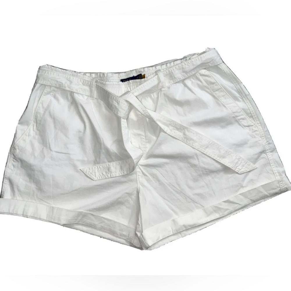 NWT Polo Ralph Lauren Woman Cotton White Shorts Wit Belt Size XXL/TTG